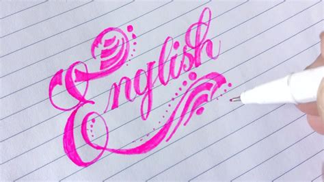 write english subject   beautiful calligraphy art style