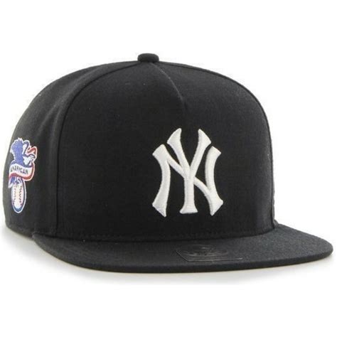 brand flat brim  york yankees mlb  shot black snapback cap