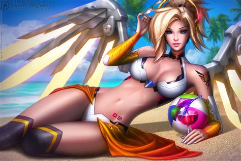 mercy swimsuit by michellehoefener on deviantart overwatch fan art mercy fanart swimsuits