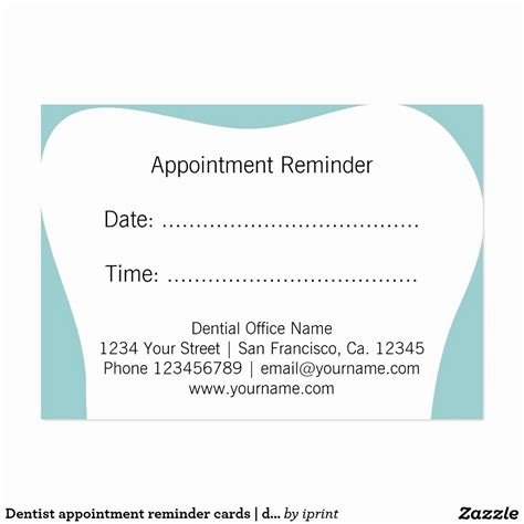 dental appointment card template