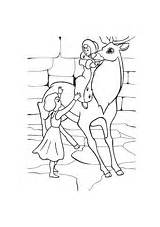 Gerda Kai Reindeer Coloring Reach Trying Snow Queen Crow Tame Prince Princess sketch template