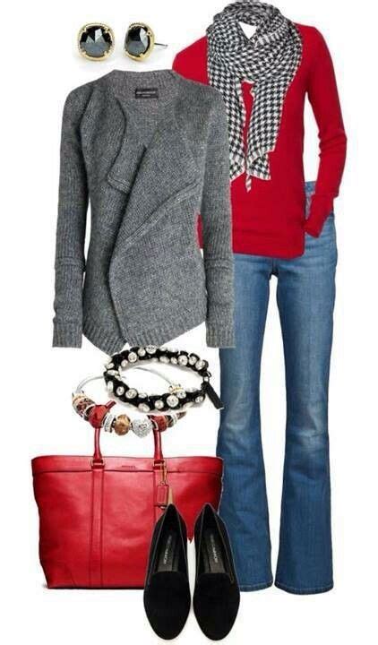 grey  red  images fashion polyvore outfits autumn fashion