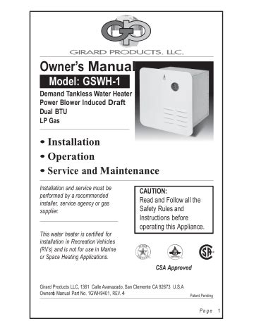 girard products gswh  owners manual manualzz