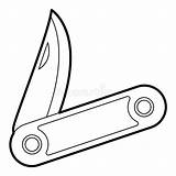 Navaja Knife Bolsillo Icono Esquema Suiza Vectores sketch template