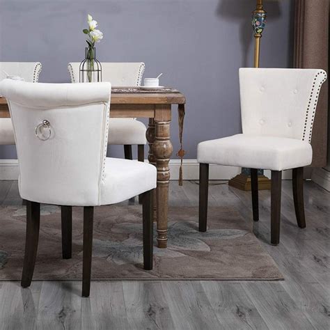 white dining chairs set   segmart upholstered tufted dining chairs