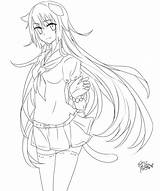 Girl Cat Lineart Anime Drawing Deviantart Getdrawings sketch template