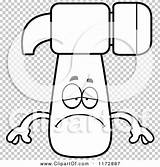 Mascot Depressed Hammer Outlined Coloring Clipart Cartoon Vector Thoman Cory sketch template