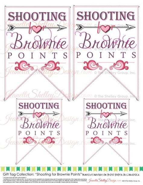 instant  printable shooting  brownie points gift tags