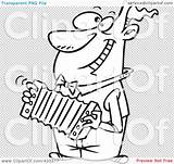 Accordion Playing Coloring Illustration Cartoon Line Happy Man Rf Royalty Clipart Toonaday sketch template