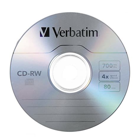 Verbatim Cd Rw Rewritable 4x High Speed 700mb 80min With Slim Case