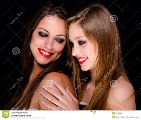 Two Beautiful Girls Flirting Royalty Free Stock