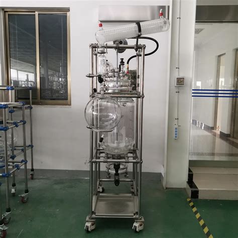 laboratory chemical reactor jacketed double layer glass stirred tank