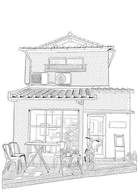 printable cafe coloring page