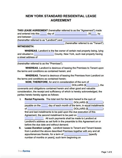 nyc apartment lease agreement  printable