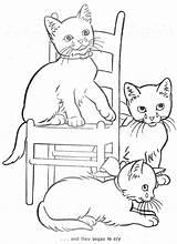 Coloring Cat Kittens Pages Three Little Cats Drawing Printable Book Clipart Kitten Colouring Adult Embroidery Kids Animal Zoo Sleeping Books sketch template