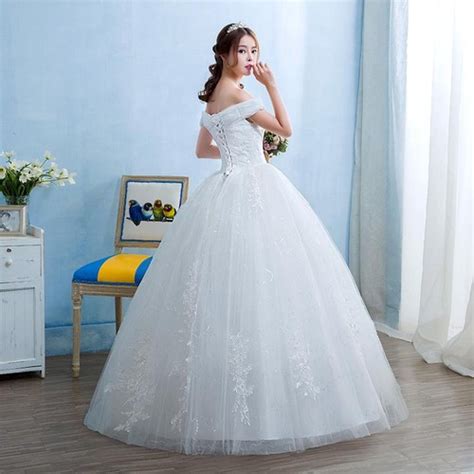 New Cheap Boat Neck White Bridal Gowns Princess Lace Up