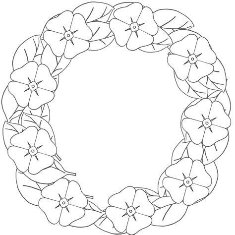 poppy wreath coloring page remembrance day poppy coloring page