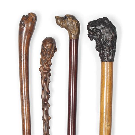carved wood novelty walking sticks late  early  century