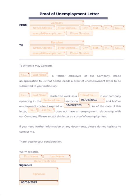 proof  unemployment letter    letter template collection