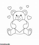 Coloring Heart Bear Holding Valentine Pages Big Valentines Hearts Close Coloringpages Site sketch template