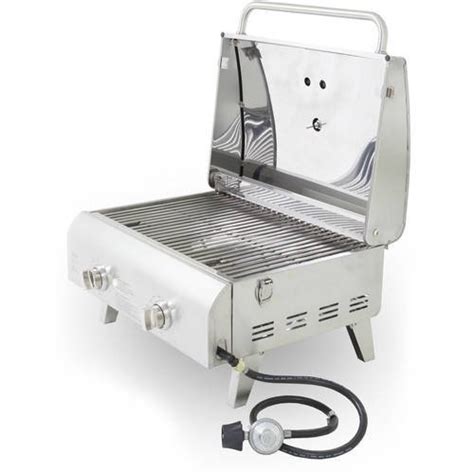 2 Burner Portable Gas Grill Stainless Steel 20 000 Btu Grilling