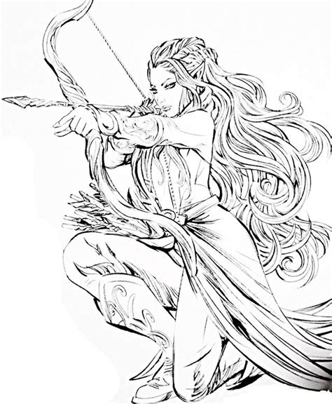 female elf warrior coloring pages