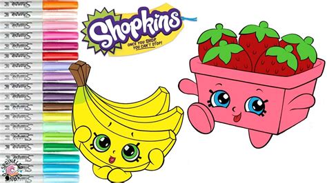 shopkins coloring book page strawberry top buncho bananas shopkins chef