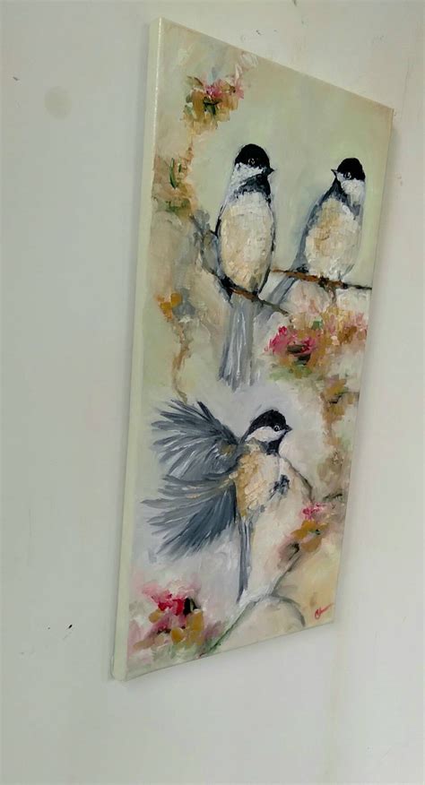 original chickadee oil painting chickadee bird painting etsy