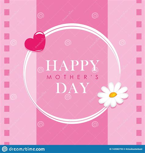 happy mothers day lettering greeting card with flower and heart stock