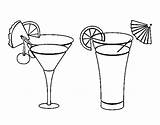 Cocktail Coloring Cocktails Two Drinks Drawings sketch template
