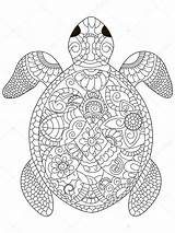 Coloring Turtle Mandala Sea Pages Adults Schildkröte Adult Vector Zentangle Printable Stock Un Illustration Animal Book Mit Tortue Colouring раскраски sketch template