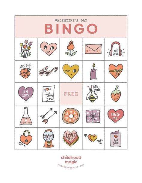 valentines day bingo   printable game childhood magic
