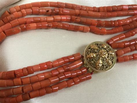 antieke bloedkoraal halsketting  echte bloedkoralen catawiki