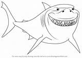 Nemo Finding Bruce Draw Drawing Coloring Fish Pages Cartoon Step Getdrawings Learn Pluspng sketch template