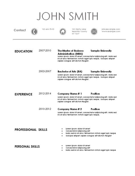 simple resume template