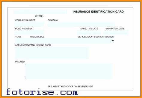 blank insurance card template