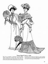 Coloring Edwardian Pouter Reincarnated Accuracy Corsets Hoop Skirts sketch template