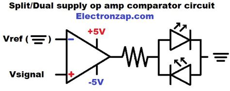 split  dual supply op amp comparator demonstration circuit electronic circuit projects