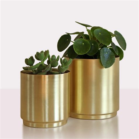 brass planters large indoor plant pots metal flower pots etsy large