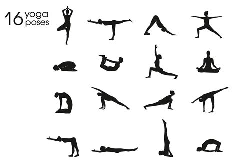 yoga postures female silhouettes illustrations creative market
