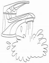 Water Conservation Drawing Coloring Pages Tap Running Getdrawings sketch template