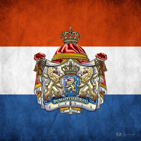 coat of arms and flag of netherlands digital art by serge averbukh