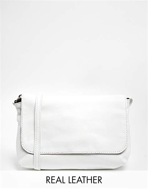 asos soft leather cross body bag in white lyst