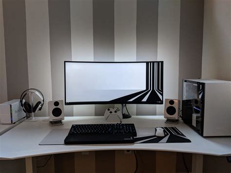 white pc build   parts  comments gaming setup white desk setup gaming room setup