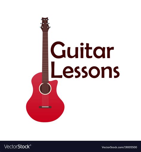 guitar lessons school logo flat royalty  vector image
