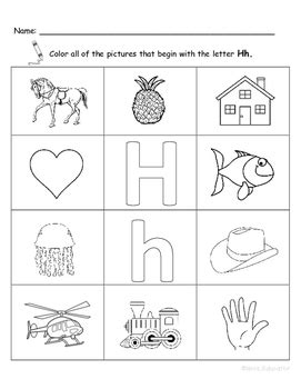 letter hh words coloring worksheet  nola educator tpt