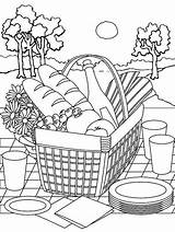 Coloring Picnic Pages Summer Basket Kids Printable Food Color Drawing Colouring Blanket Sheets Scene Parents Worksheet Adult Sketch Sheet Print sketch template