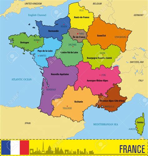 vector une carte politique tres detaillee de la france avec les regions