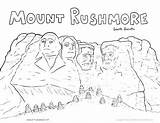 Rushmore Mount Coloring Pages History Social Sheet Studies Drawing Clipart Texas Mt Printable Color Map Kindergarten Dakota South Kids Presidents sketch template