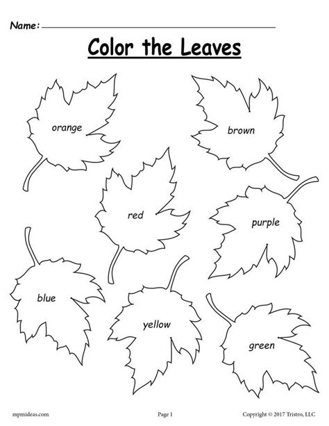 fall leaf color words worksheet fall kindergarten fall preschool